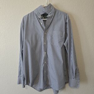 Ralph Lauren Blue And White Striped Dress Shirt